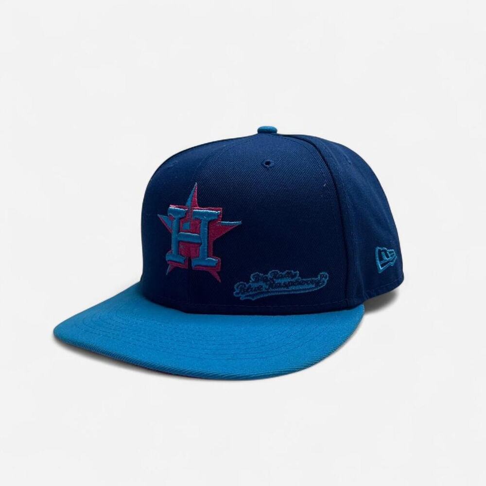New Era Houston Astros Fitted Hat 7 1/4 Blue Pink Teal Exclusive MLB Cap